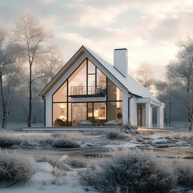 Moderne hus med store vinduer
